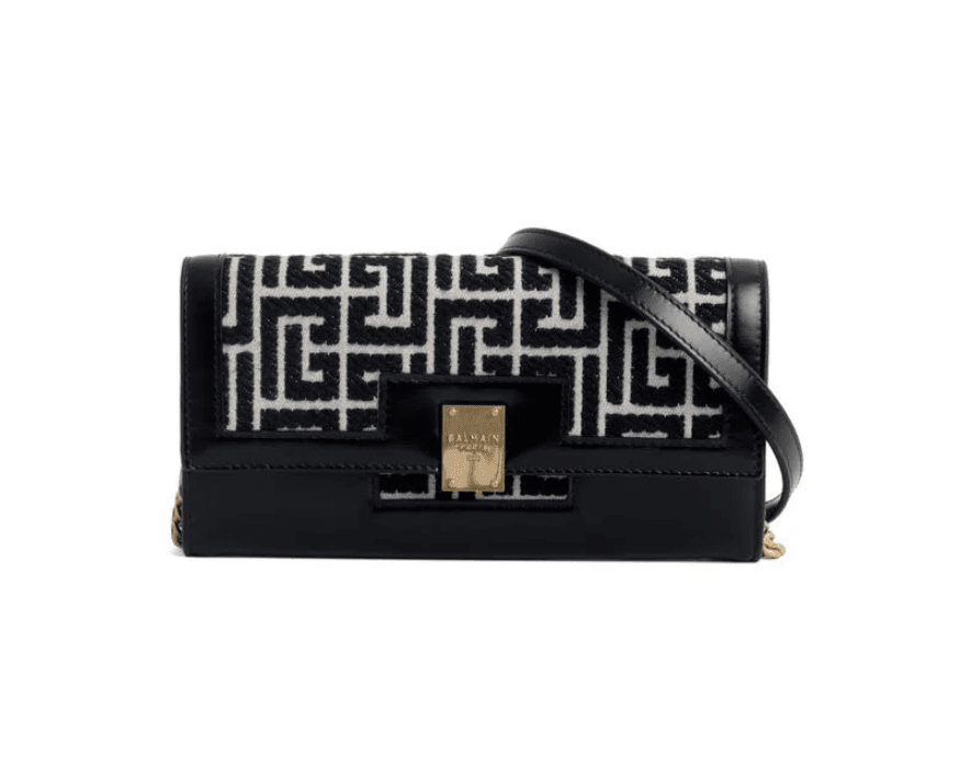 BALMAIN - CARTEIRA BALMAIN 1945 CHAIN WALLETMONO BLACK/BEIGE