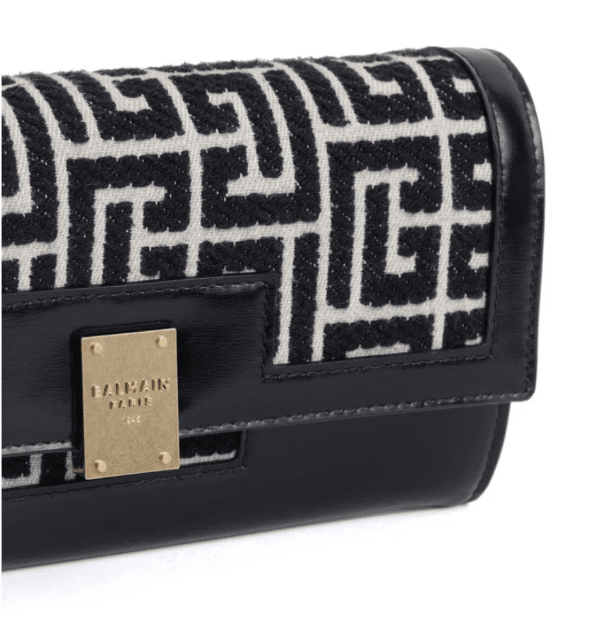 BALMAIN - CARTEIRA BALMAIN 1945 CHAIN WALLETMONO BLACK/BEIGE - Imagem 4
