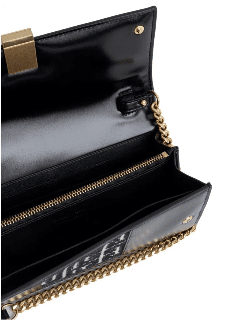 BALMAIN - CARTEIRA BALMAIN 1945 CHAIN WALLETMONO BLACK/BEIGE - Imagem 5