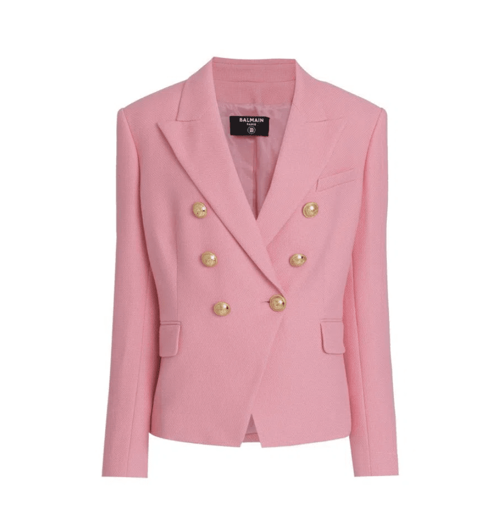 BALMAIN - BLAZER FEMININO 6 BTN COTTONPIQUE JACKE MEDIUM PINK