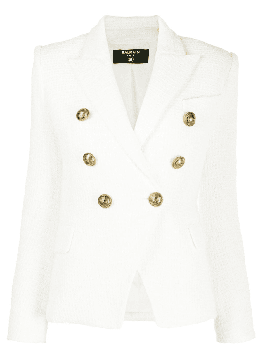 BALMAIN - BLAZER 6 BTN TWEED JACKET 0FA WHITE