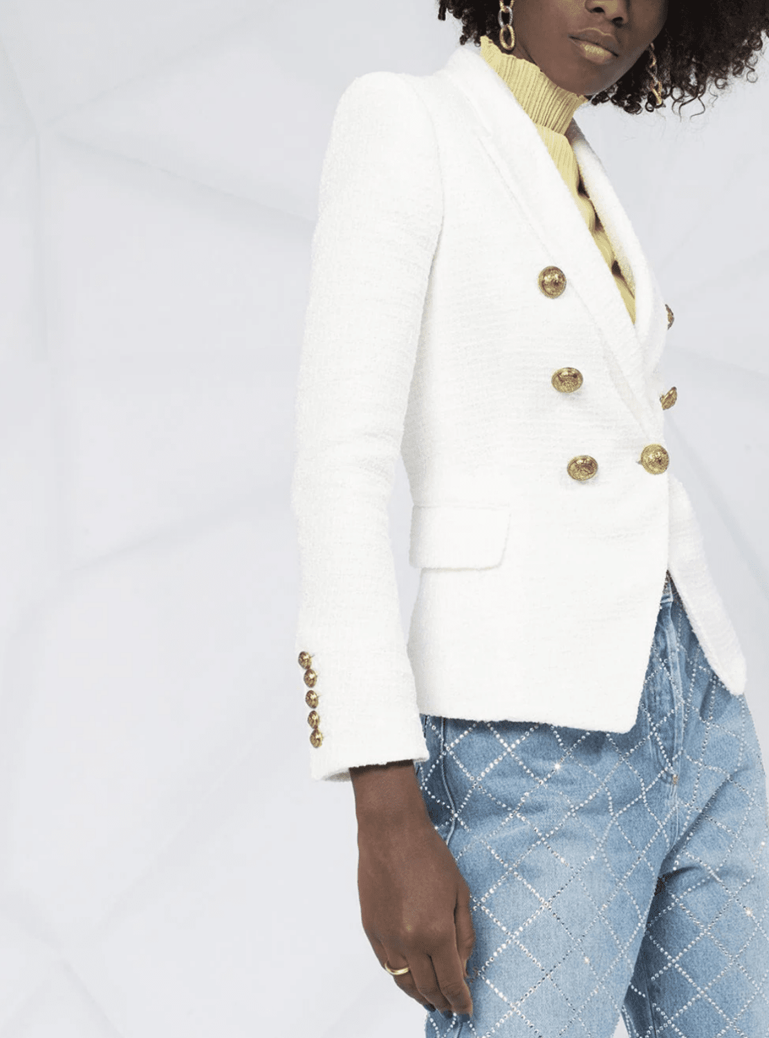 BALMAIN - BLAZER 6 BTN TWEED JACKET 0FA WHITE - Imagem 4