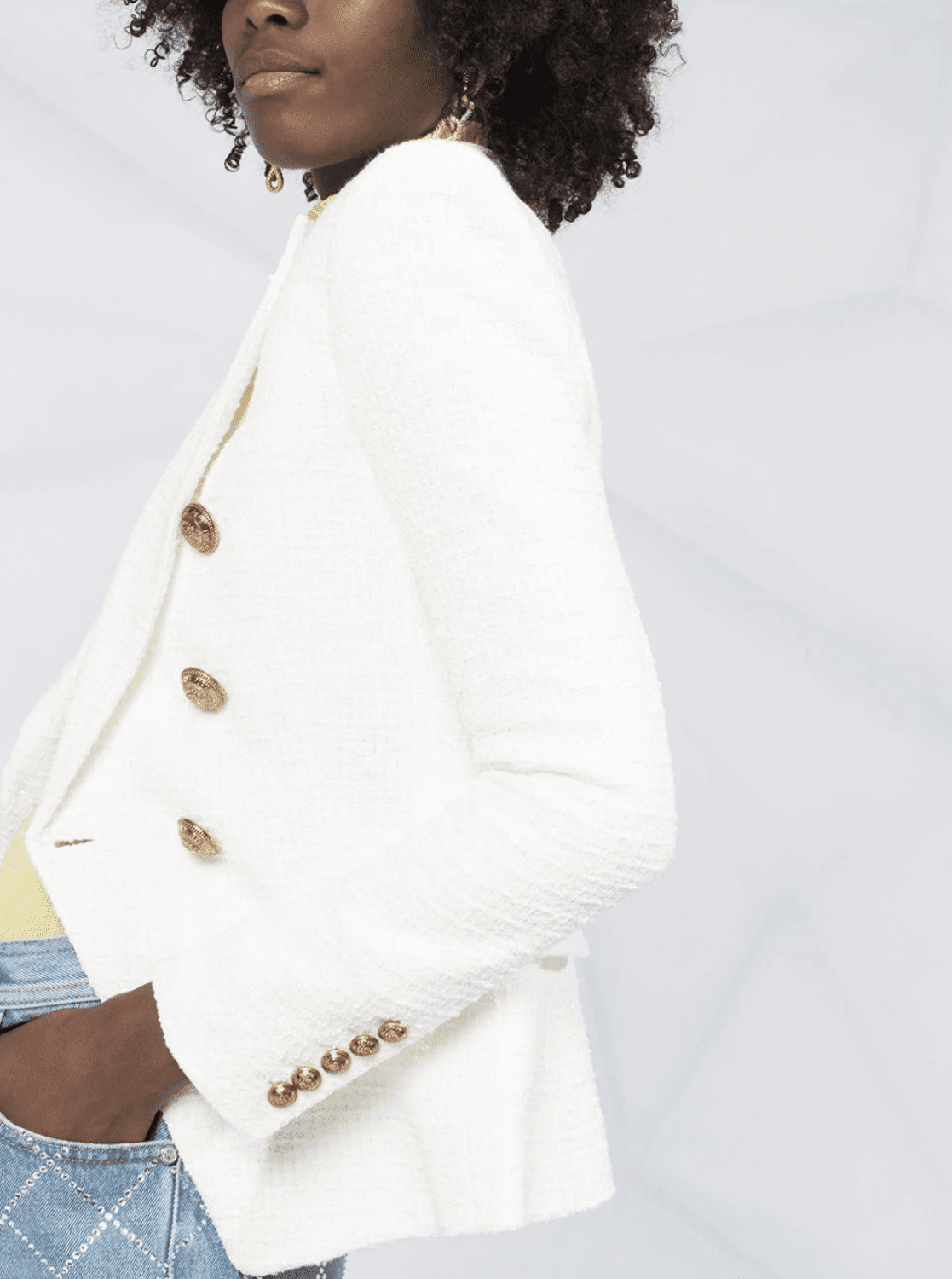 BALMAIN - BLAZER 6 BTN TWEED JACKET 0FA WHITE - Imagem 6