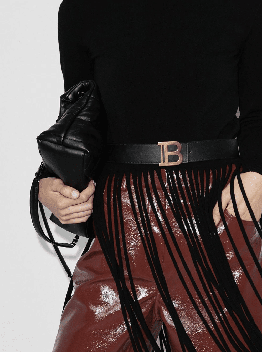 BALMAIN - CINTO FEMININO BBELT 4CMCUIR DE VEAU 0PA BLACK - Imagem 2