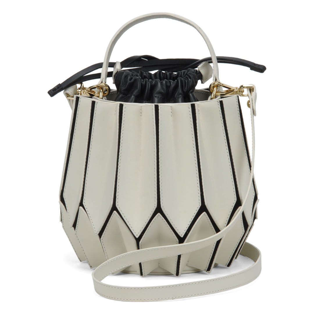Bolsa Feminina De Couro Off White/Preto - Imagem 2
