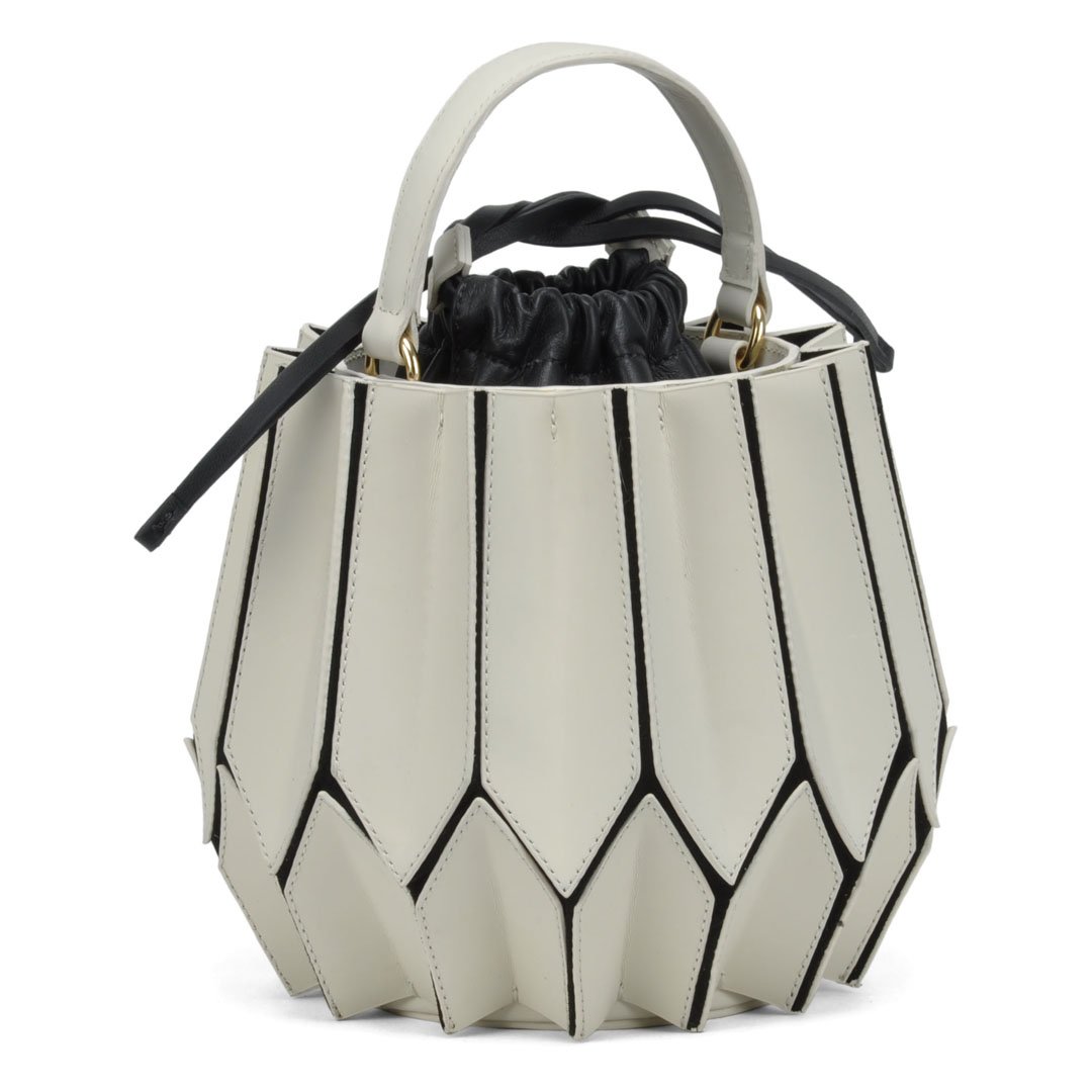 Bolsa Feminina De Couro Off White/Preto