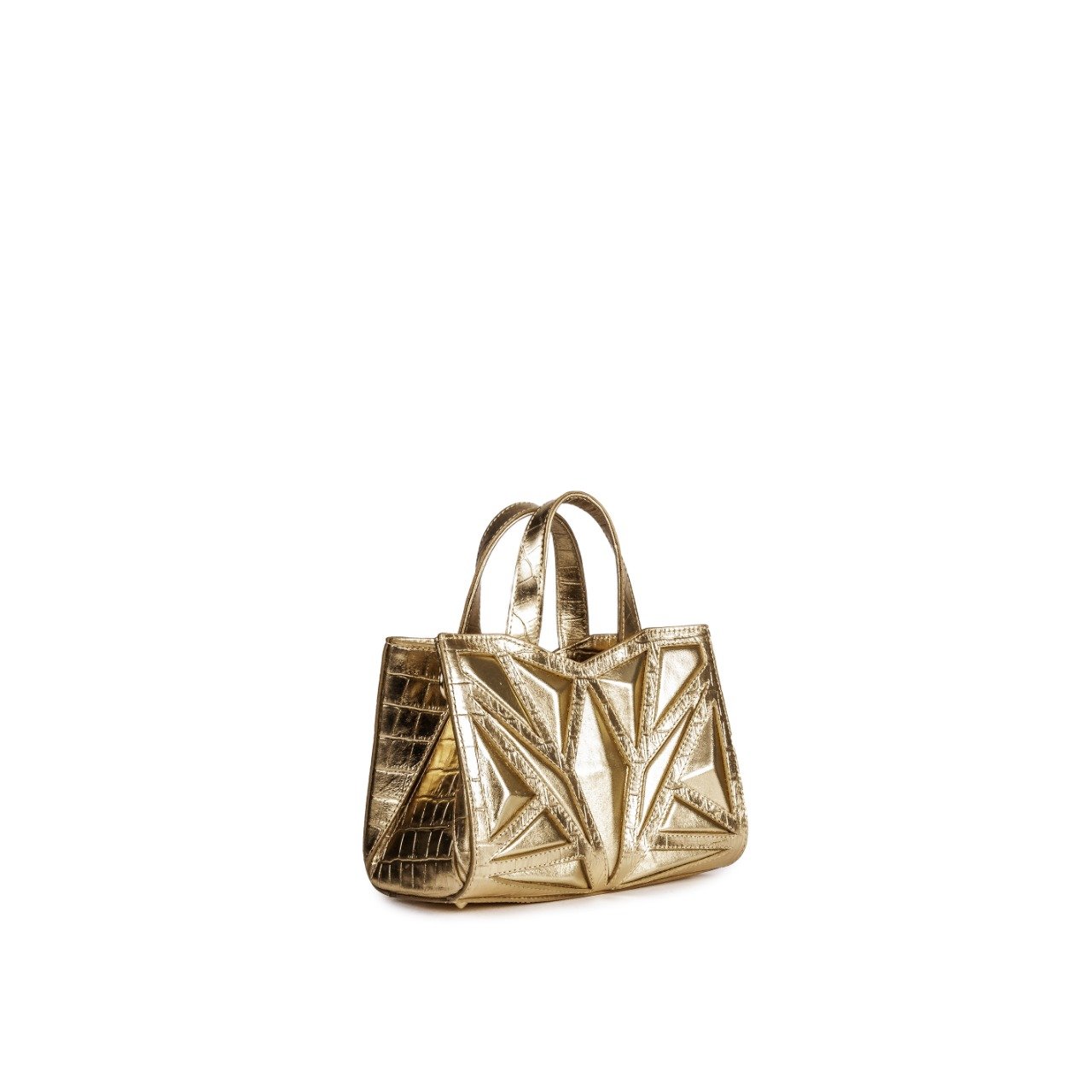 Storm Micro Bolsa Feminina De Couro Croco Metal/Napa Metal Ouro - Imagem 2