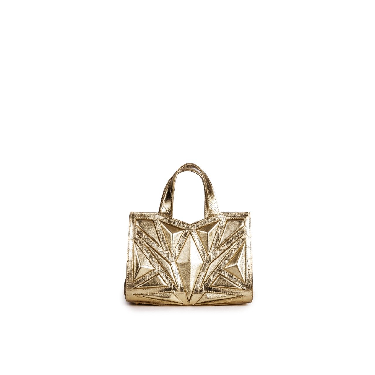 Storm Micro Bolsa Feminina De Couro Croco Metal/Napa Metal Ouro