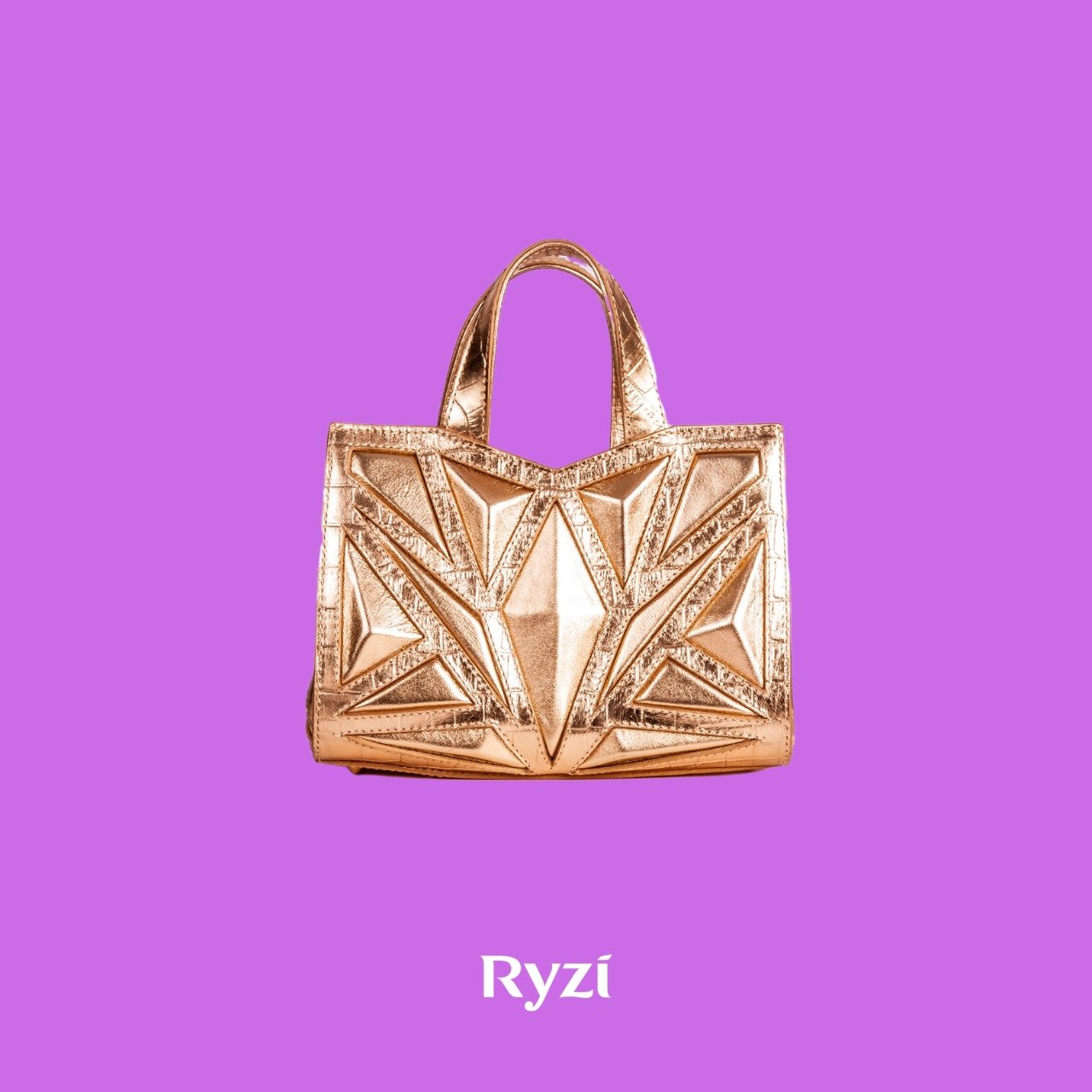 Storm Micro Bolsa Feminina De Couro Croco Metal/Napa Metal Ouro - Imagem 4