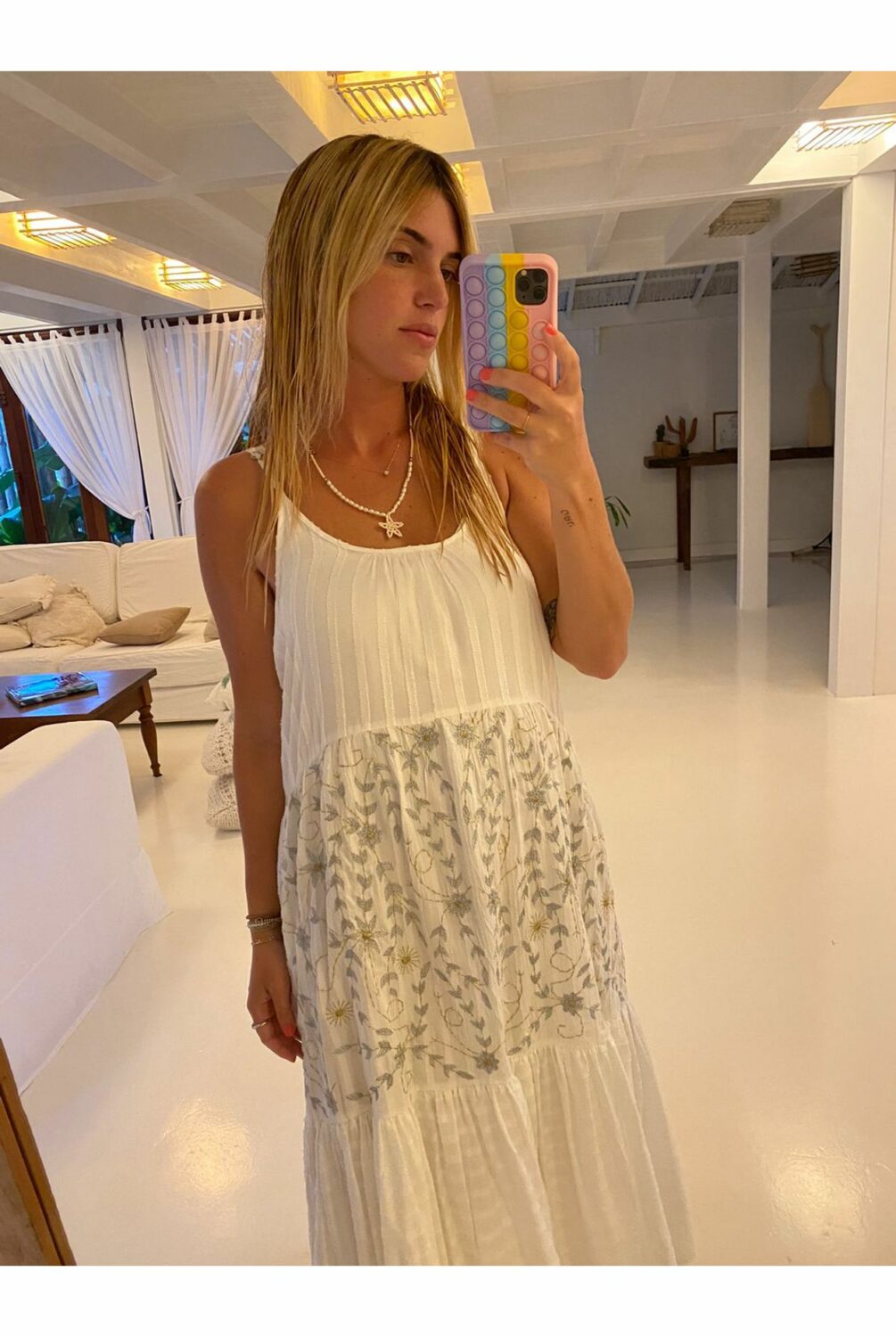 Vestido Longo Esmeralda Branco - Imagem 2