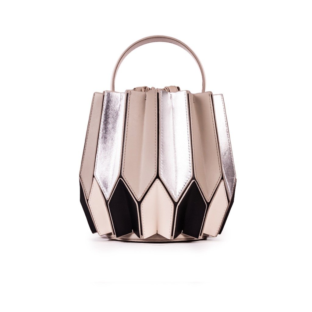 GAMORA BOLSA DE COURO NAPA METAL/MESTICO NEW TAUPE/PRATA/PR