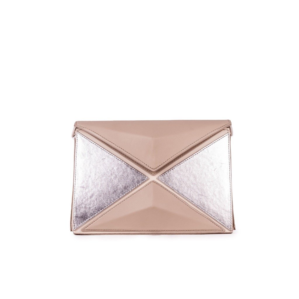 MAGIC BOLSA DE COURO MESTICO/NAPA METAL/ NEW TAUPE/PRATA/OFF
