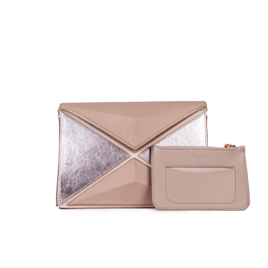 MAGIC BOLSA DE COURO MESTICO/NAPA METAL/ NEW TAUPE/PRATA/OFF - Imagem 2