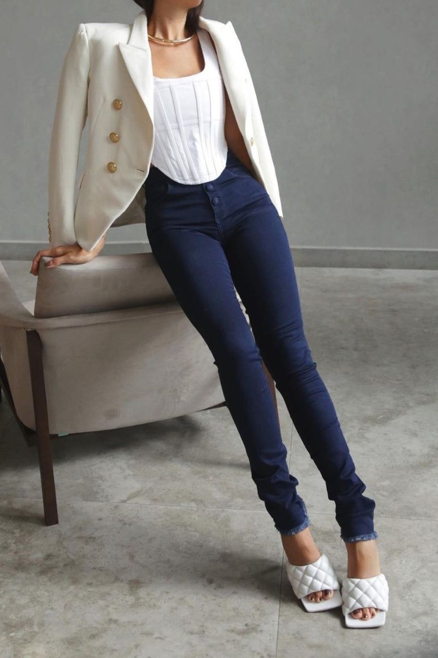 Calca Andrea Acetinada Dark Skinny Ref 2401 - Imagem 2