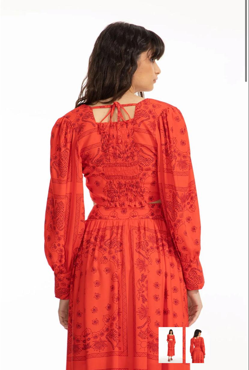 Cropped Lastex Cerrado Vermelho G Vermelho - Imagem 2