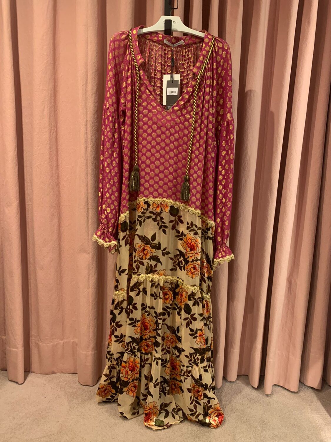 Vestido Devore Floral ,Manga Nude