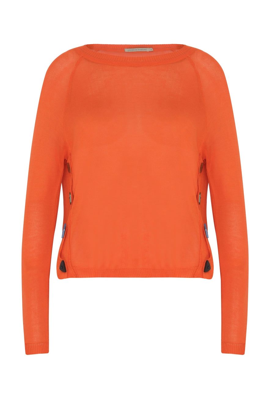 Camisa Tricot Botoes Laranja Ref 2383 - Imagem 2