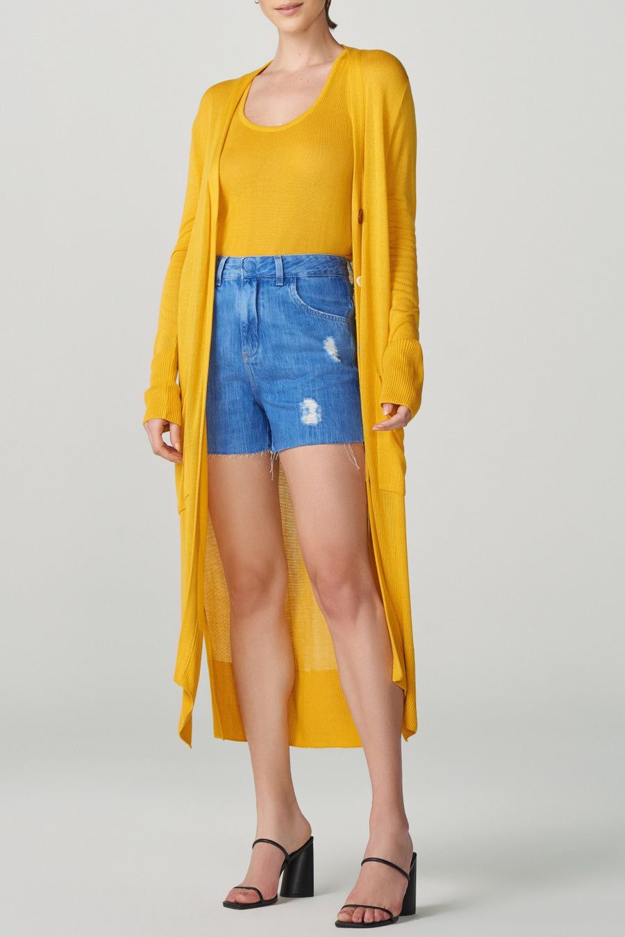 Max Cardigan Tricot Amarelo Ref 2382