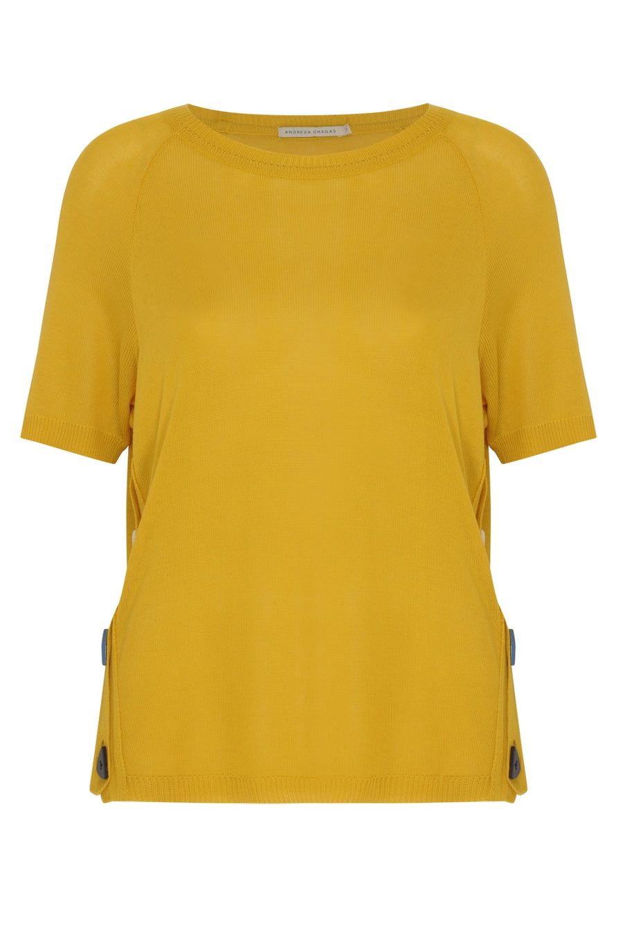 T Shirt Tricot Amarela Botoes Ref 2380 - Imagem 2