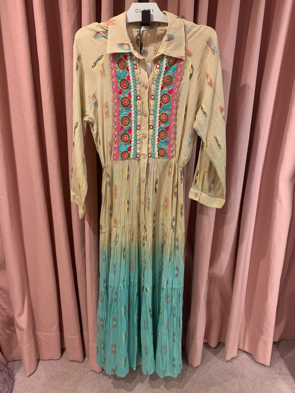 Vestido Gola Fendi Turquesa