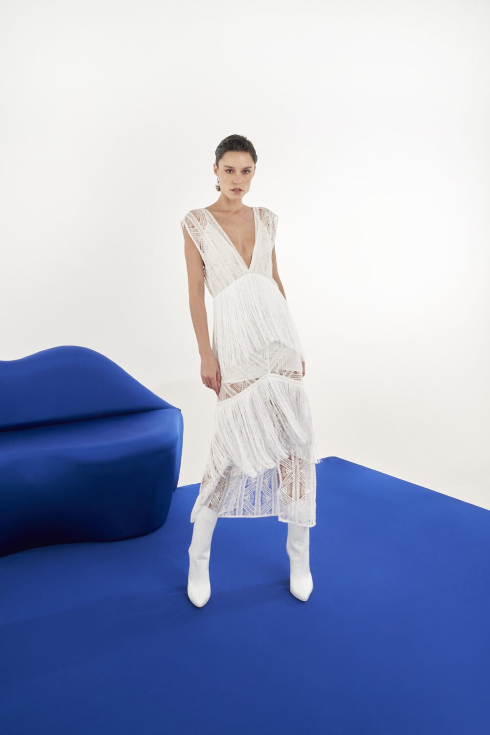 Vestido Midi Renda Off White