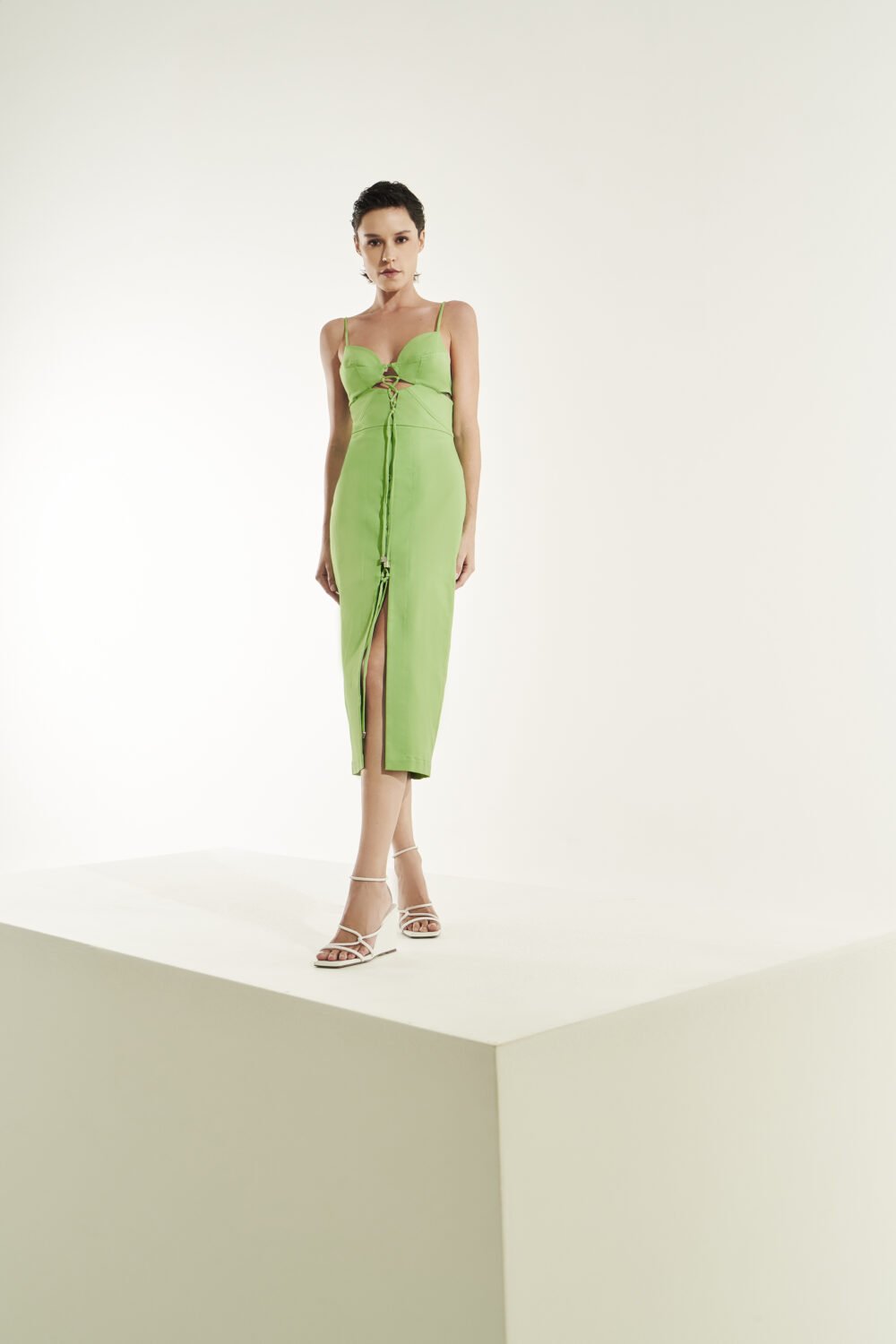 Vestido Trancado Corselet Verde Claro
