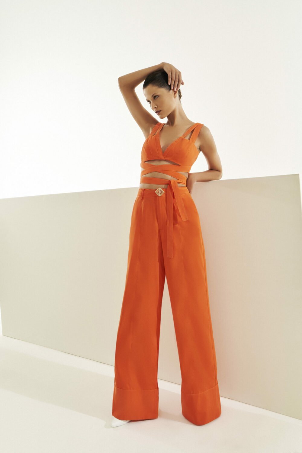 Conjunto Calca Top Amarracao Laranja