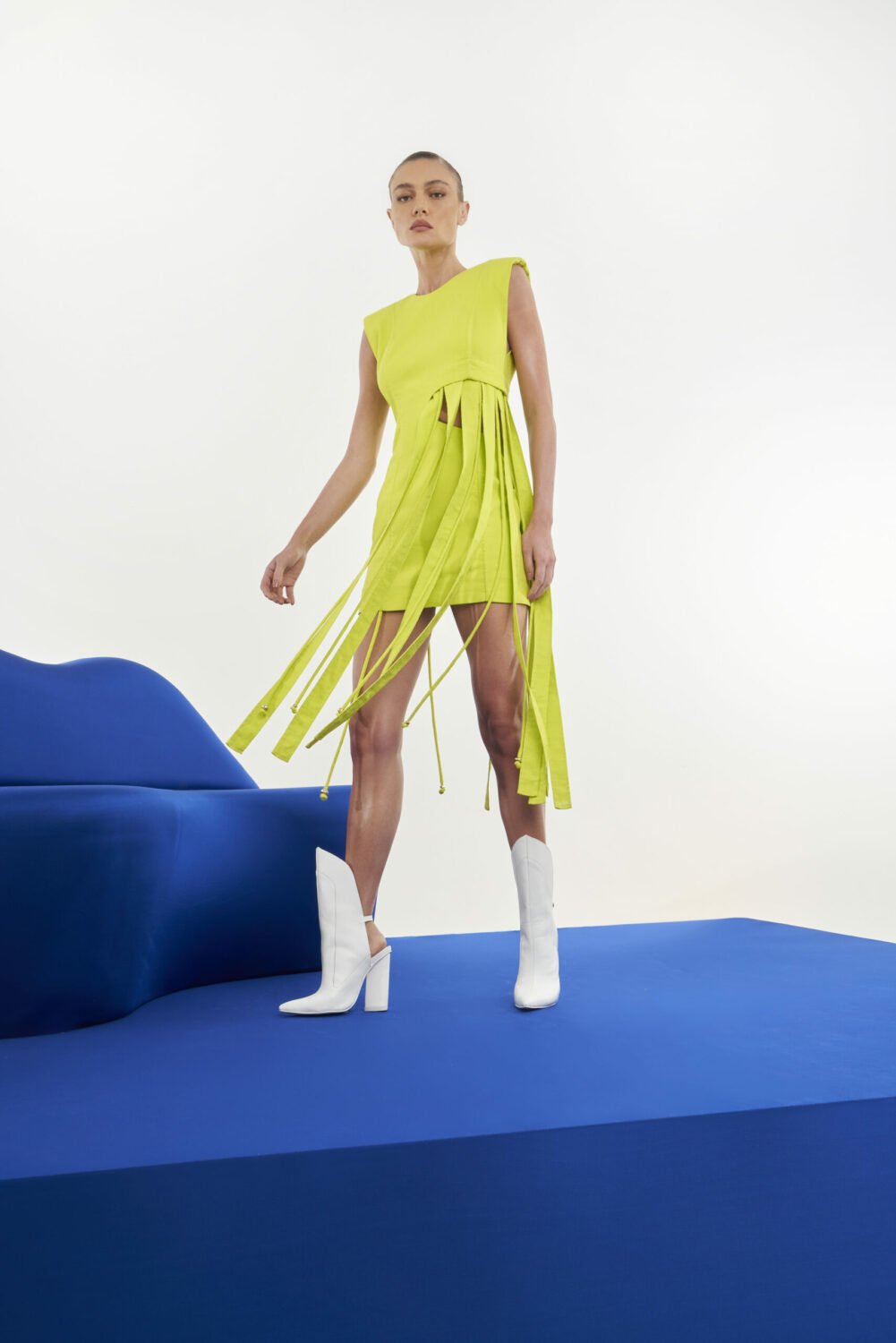 Vestido Curto Tiras Verde Limao
