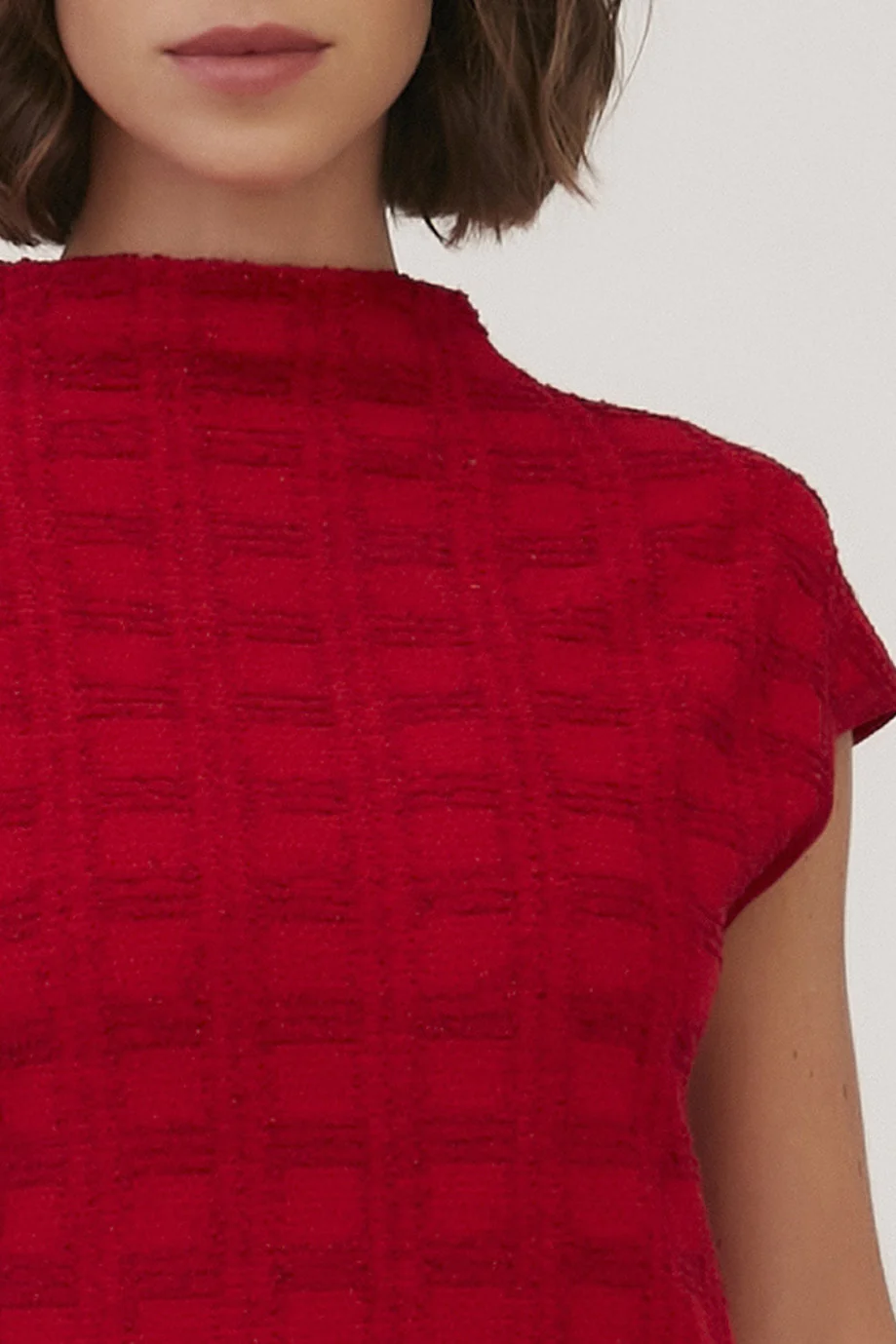 Vestido Gola Alta Tricot Tweed Check Tweed Lava - Imagem 2
