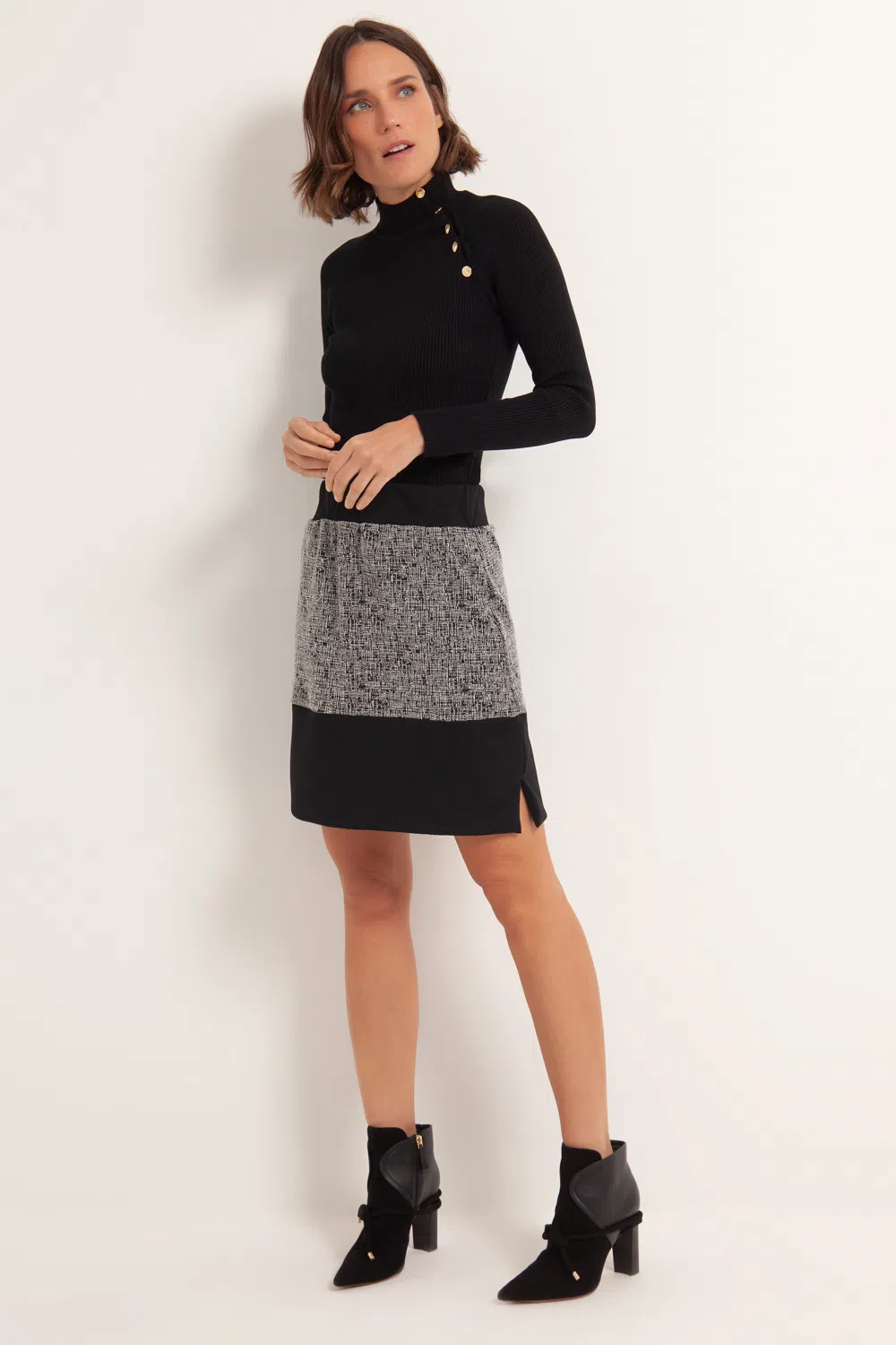 BLUSA GOLA BOTOES PRETO