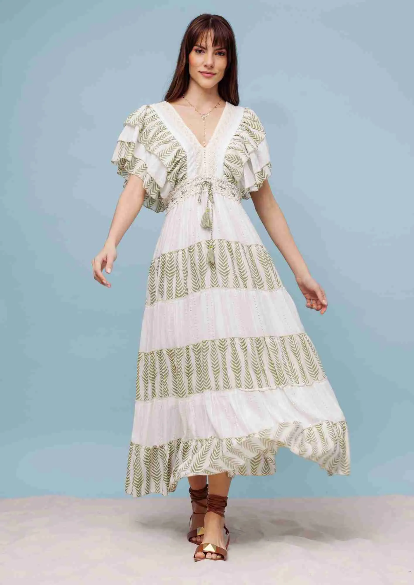 VESTIDO FONTANA OFF/VERDE