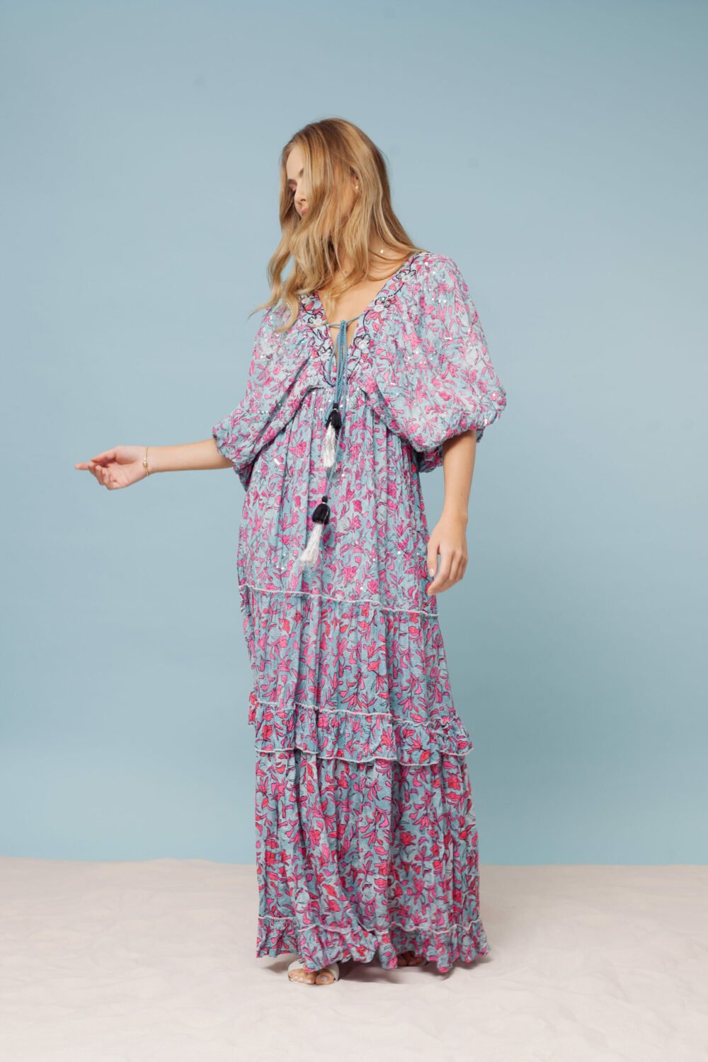 VESTIDO FOGGIA AZUL/ROSA