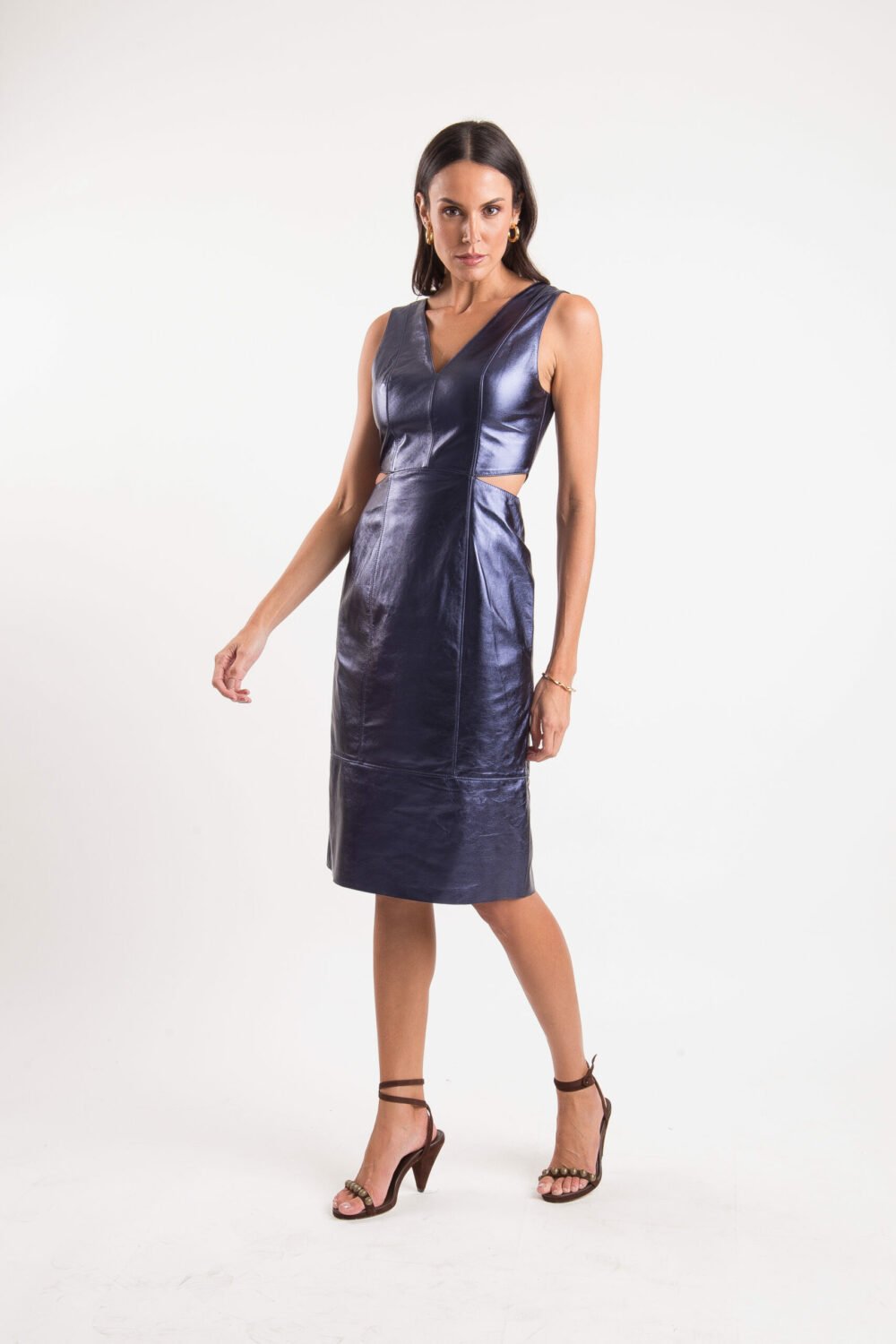 Vestido Maria Azul Metalizado
