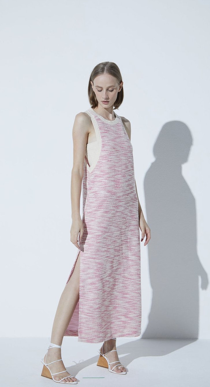 VESTIDO REGATA COM TOP EM MALHA TWEED ROSA - Imagem 2