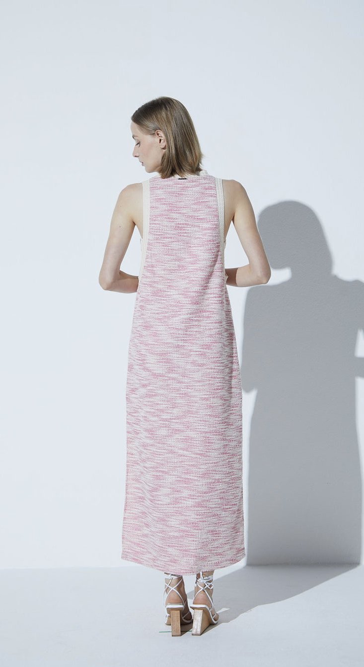 VESTIDO REGATA COM TOP EM MALHA TWEED ROSA - Imagem 3