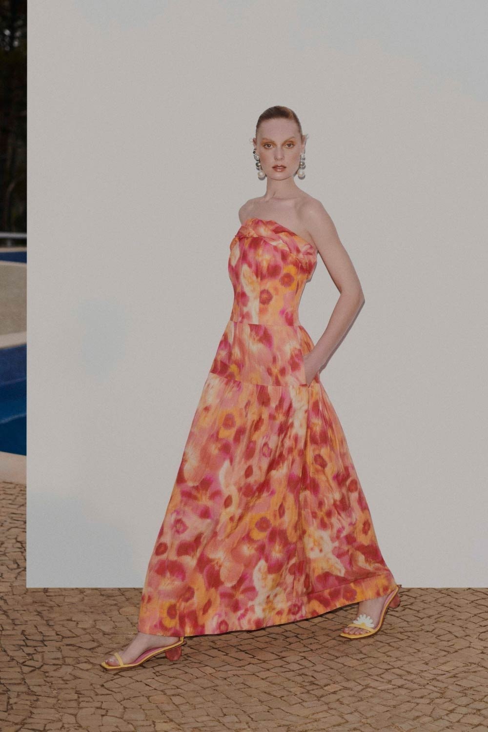 Vestido Floral Flurry Pêssego