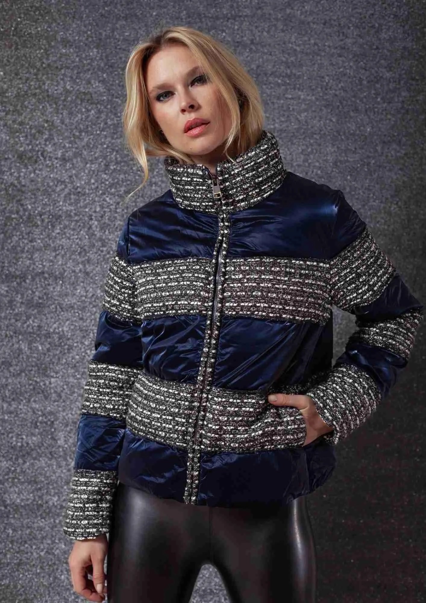 Bomber Tweed Azul Escuro
