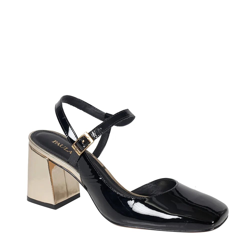 Scarpin Boneca Italia Preto/Dourado - Imagem 2