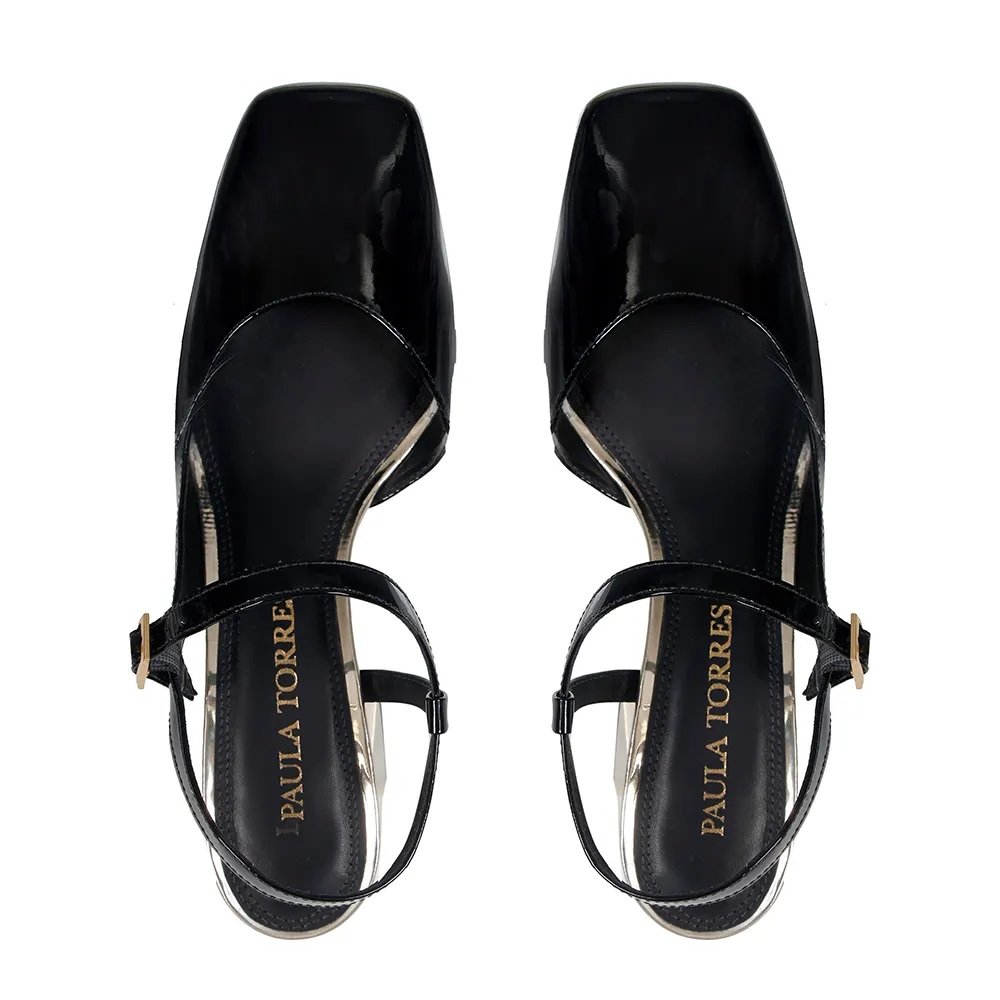 Scarpin Boneca Italia Preto/Dourado - Imagem 4