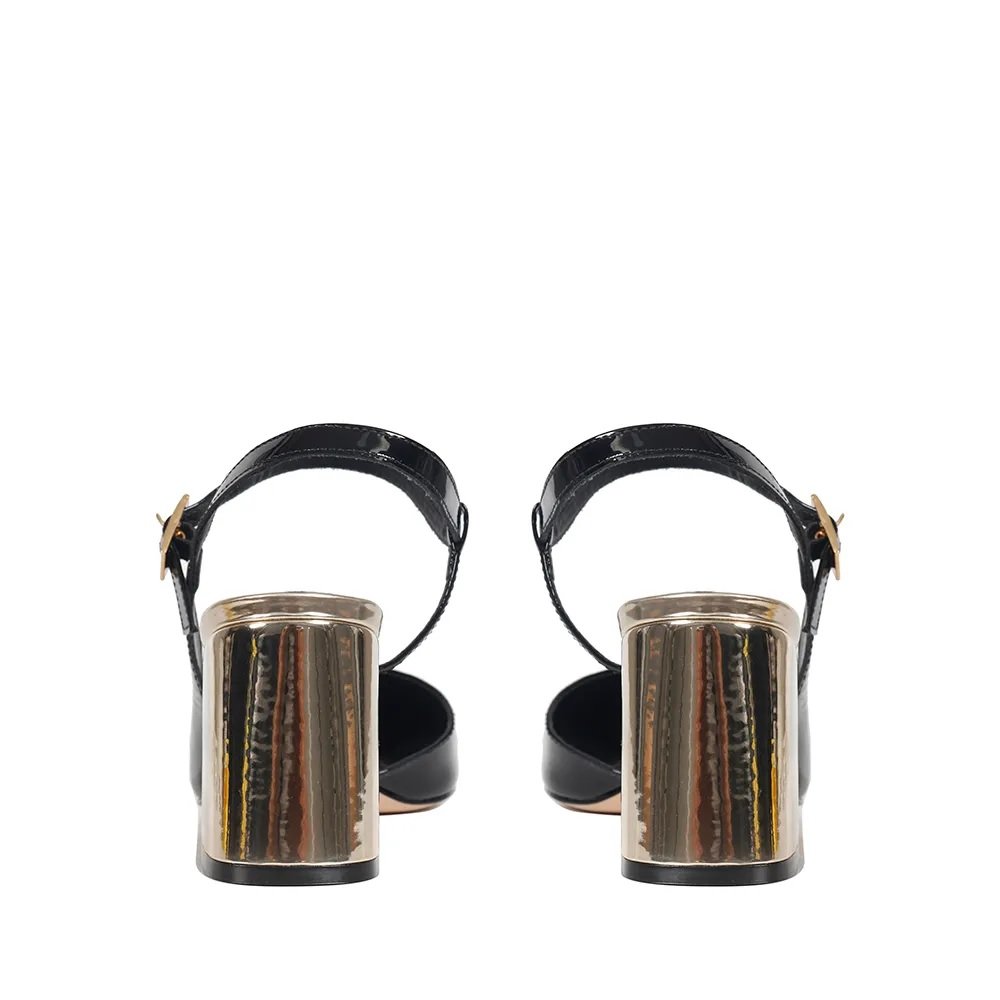 Scarpin Boneca Italia Preto/Dourado - Imagem 5
