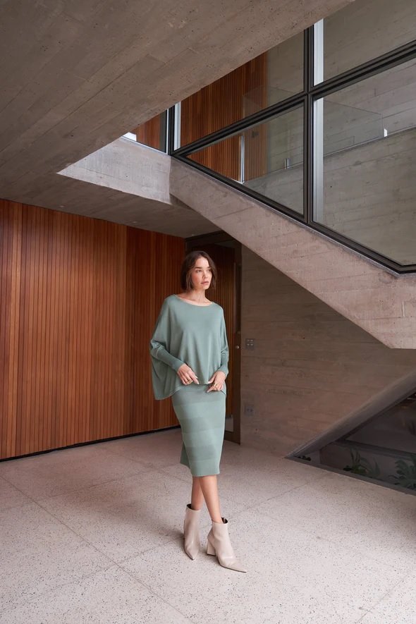 Blusa Ampla Em Tricot Com Punho Canelado Alecrim - Imagem 2