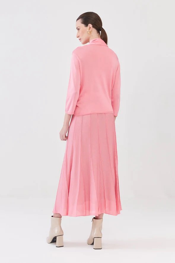 Blusa Manga Longa Com Torção Em Tricot Rose - Imagem 4