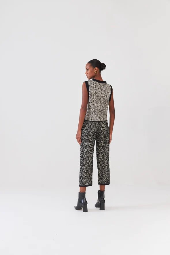 Calça Em Tricot Tweed Preto - Imagem 3