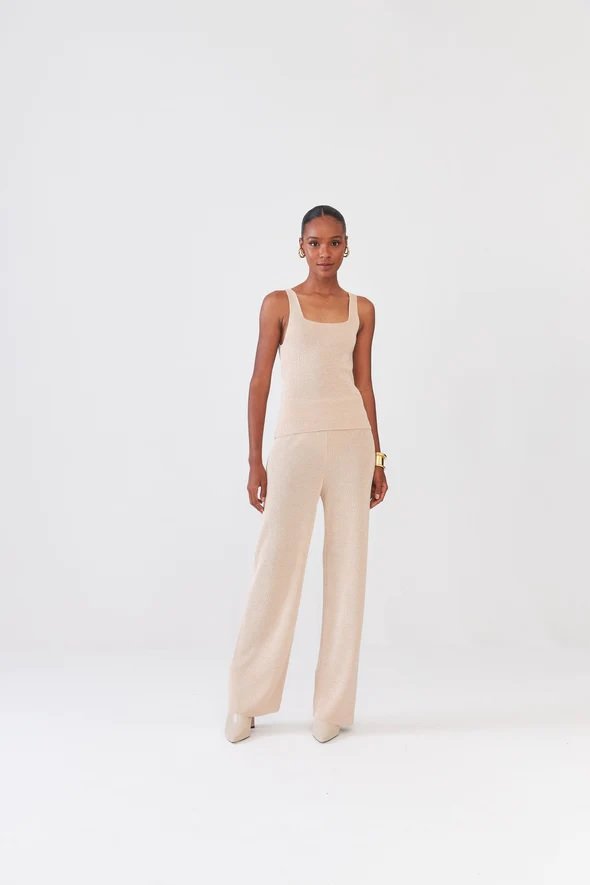 Regata Em Tricot Rib Brilho Ninive