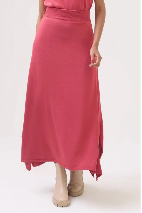 Saia Midi Em Tricot Com Fendas Laterais Vermelho - Imagem 2