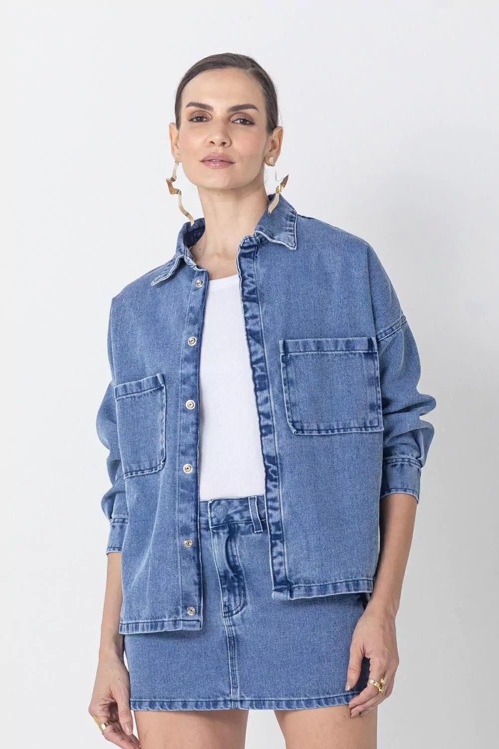 Camisa Oversized Jennifer 3056 Azul Claro