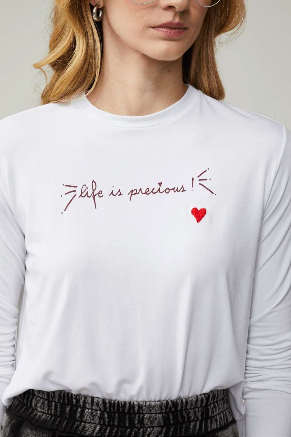 Cropped Life Is Precious Branco - Imagem 3