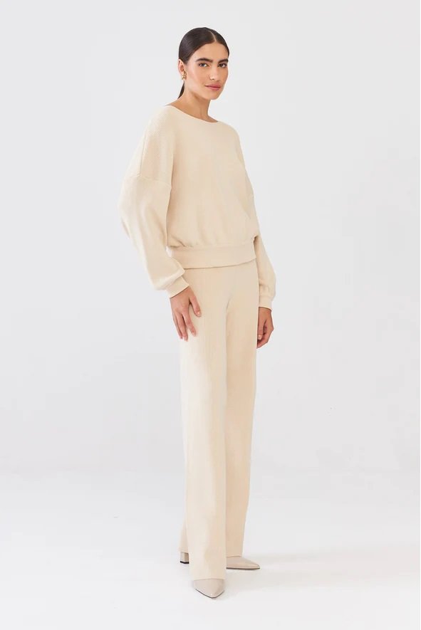 Calca Em Tricot Canelado Ninive
