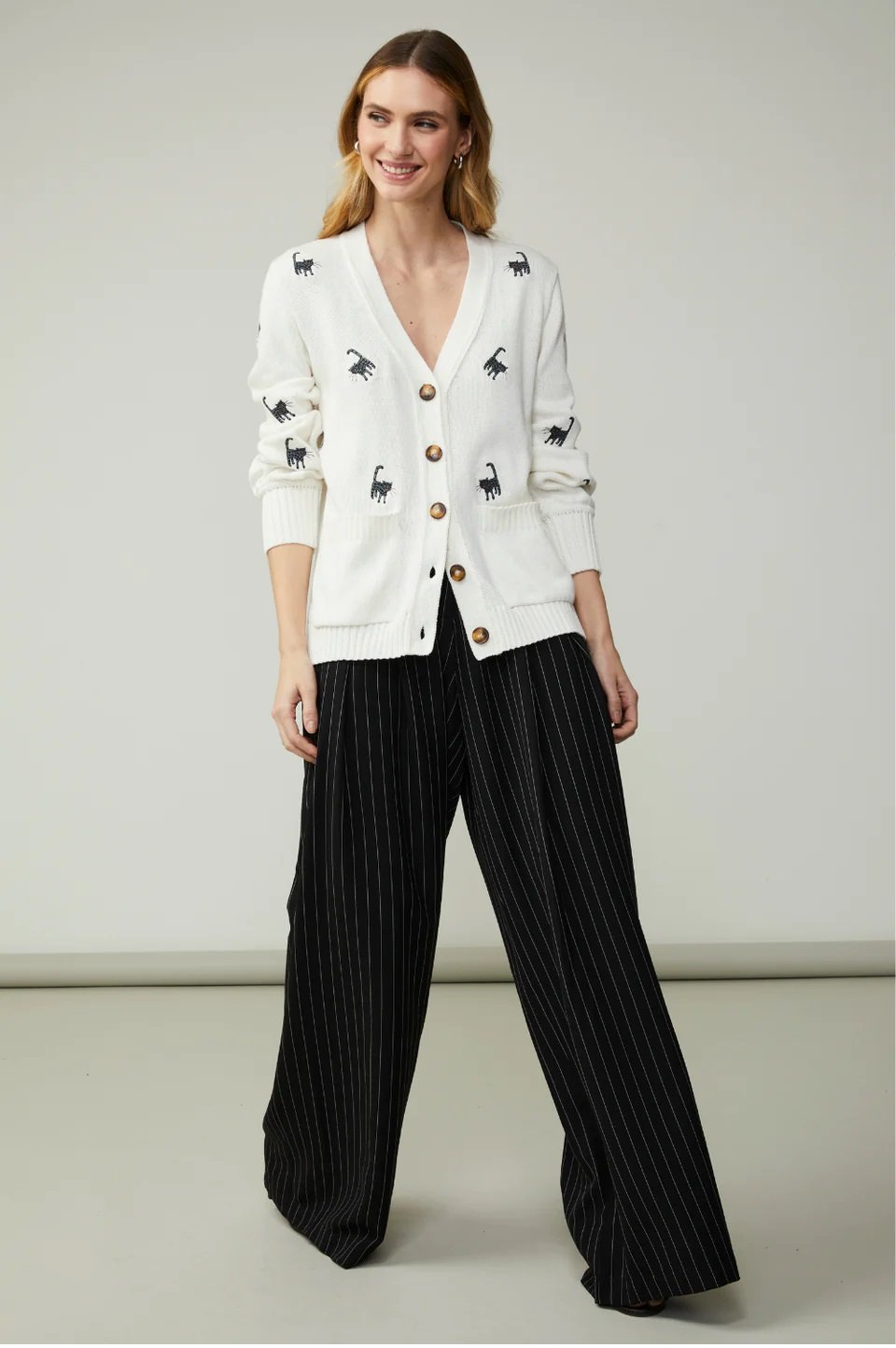 Casaqueto Gatinhos Tricot Off White