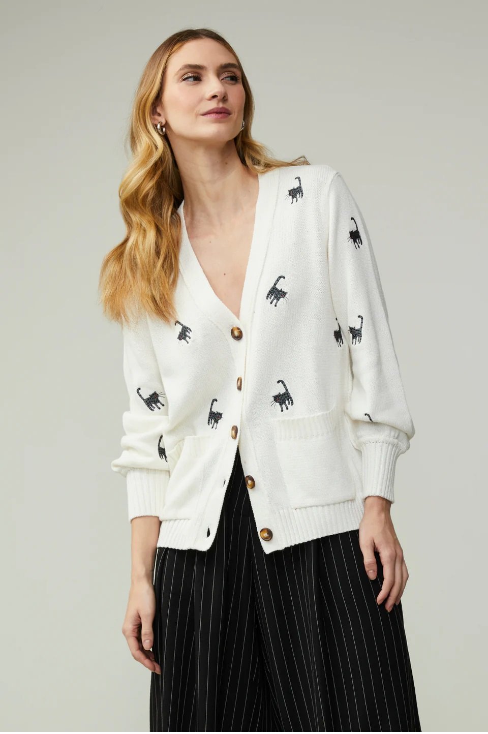 Casaqueto Gatinhos Tricot Off White - Imagem 3